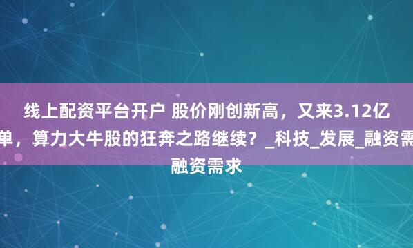 线上配资平台开户 股价刚创新高，又来3.12亿大单，算力大牛股的狂奔之路继续？_科技_发展_融资需求